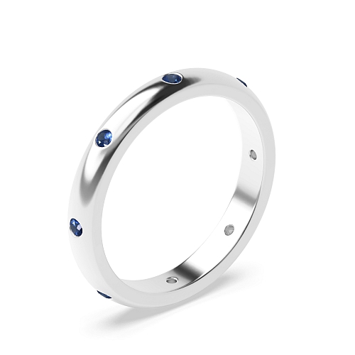 Flush Setting Round Classic Blue Sapphire Full Eternity Wedding Band