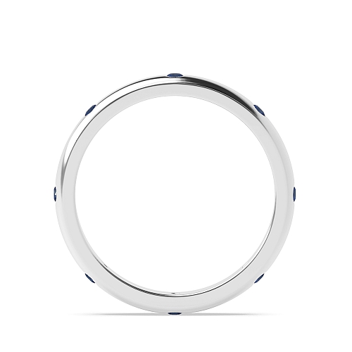 Flush Setting Round Classic Blue Sapphire Full Eternity Wedding Band