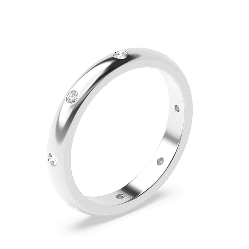 Flush Setting Round Silver Classic Full Eternity Wedding Band