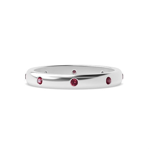 Flush Setting Round Classic Ruby Diamond Rings