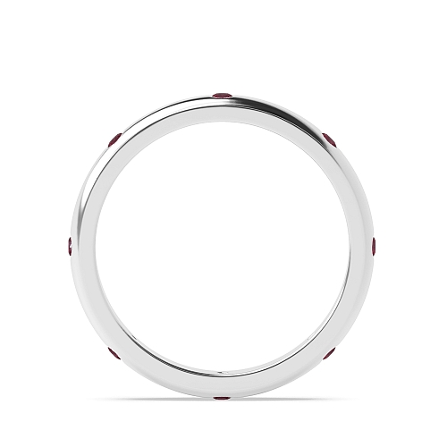 Flush Setting Round Classic Ruby Diamond Rings