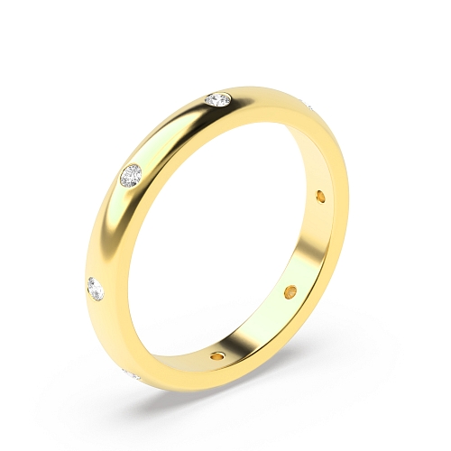 Flush Setting Round Yellow Gold Classic Diamond Rings