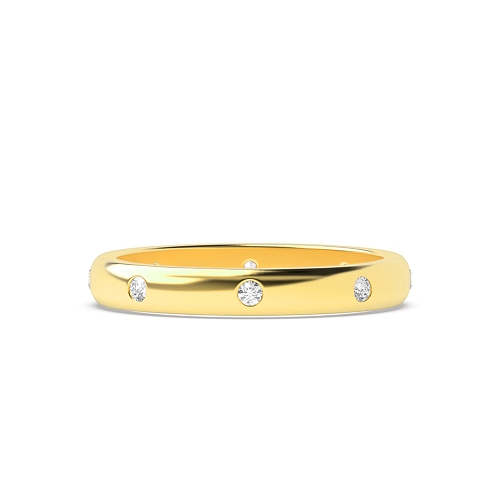 Flush Setting Round Yellow Gold Classic Diamond Rings
