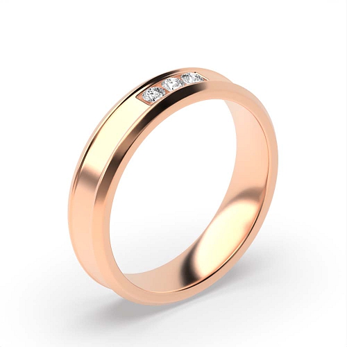 Channel Setting Round Rose Gold 4.60mm beveled edge Diamond Rings