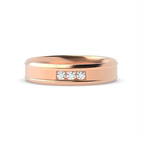 Channel Setting Round Rose Gold 4.60mm beveled edge Diamond Rings