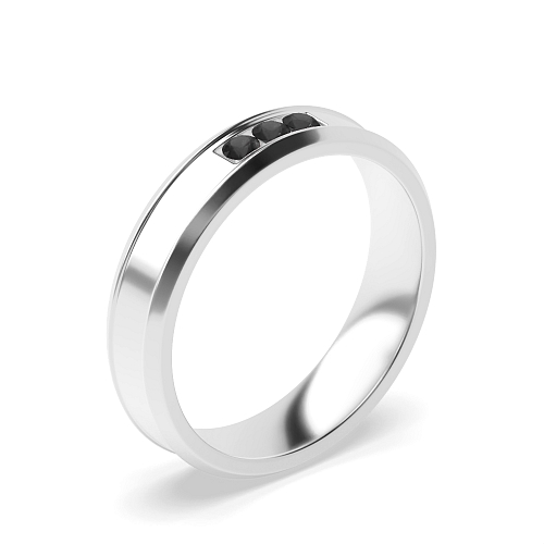 Channel Setting Round 4.60mm beveled edge Black Diamond Rings