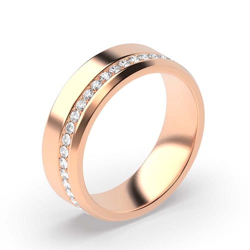 Pave Setting Round Rose Gold Offset wide Eternity Diamond Rings
