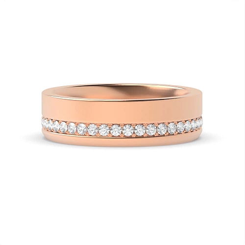 Pave Setting Round Rose Gold Offset wide Eternity Diamond Rings