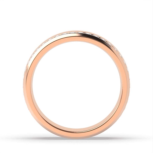 Pave Setting Round Rose Gold Offset wide Eternity Diamond Rings