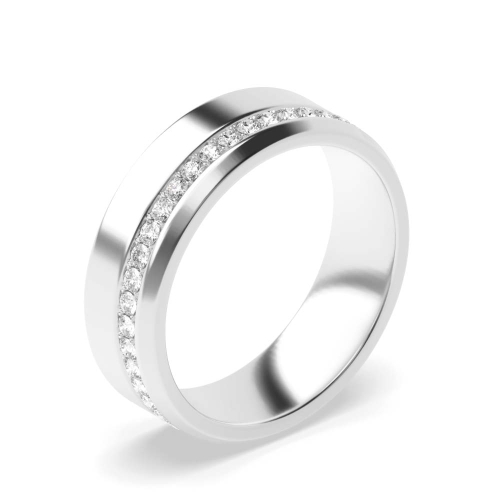 Pave Setting Round White Gold Offset wide Full Eternity Diamond Rings