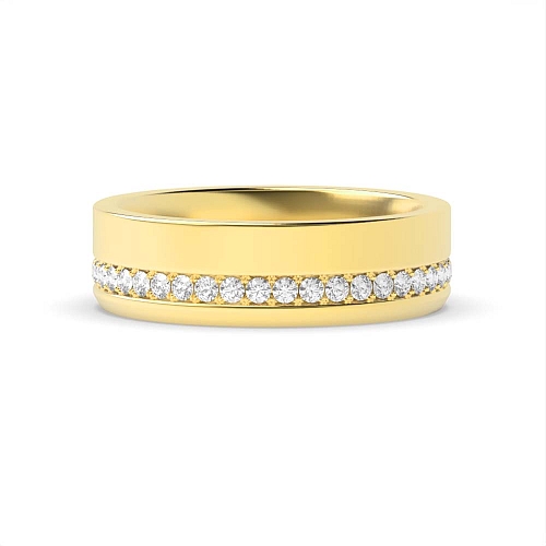 Pave Setting Round Yellow Gold Offset wide Eternity Diamond Rings