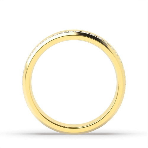 Pave Setting Round Yellow Gold Offset wide Eternity Diamond Rings