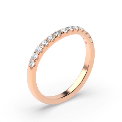 4 Prong Round Rose Gold Half Eternity Diamond Rings