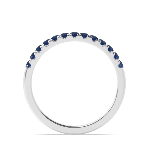 4 Prong Round Blue Sapphire Half Eternity Diamond Ring