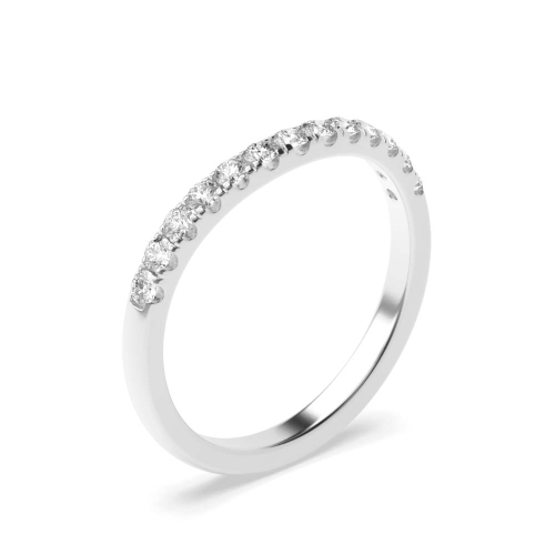 4 Prong Round Silver Half Eternity Diamond Rings
