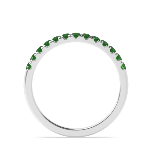 4 Prong Round Emerald Half Eternity Diamond Ring
