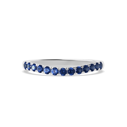 4 Prong Round wishbone Blue Sapphire Half Eternity Wedding Band