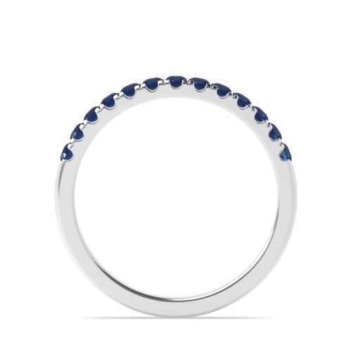 4 Prong Round wishbone Blue Sapphire Half Eternity Wedding Band