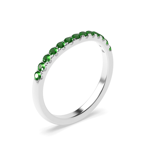 4 Prong Round Wishbone classic Emerald Diamond Rings