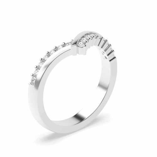 4 Prong Round Silver Half Eternity Diamond Ring