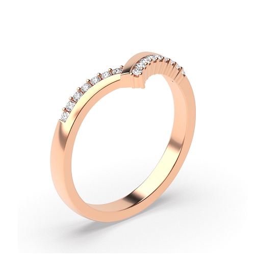 Channel Setting Round Rose Gold Wishbone shaped Eternity Diamond Rings