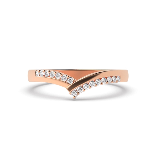 Channel Setting Round Rose Gold Wishbone shaped Eternity Diamond Rings