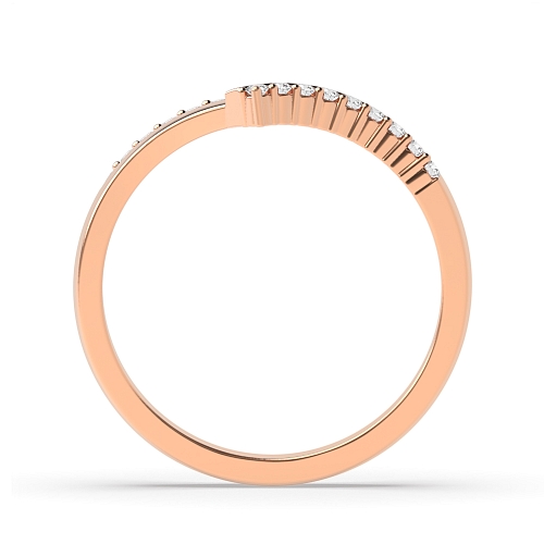 Channel Setting Round Rose Gold Wishbone shaped Eternity Diamond Rings