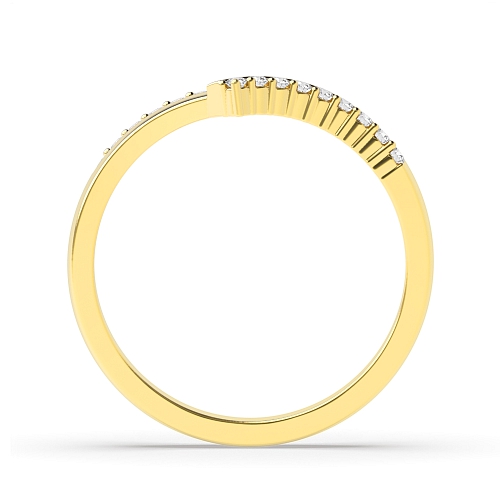 4 Prong Round Yellow Gold wishbone shaped Half Eternity Wedding Band