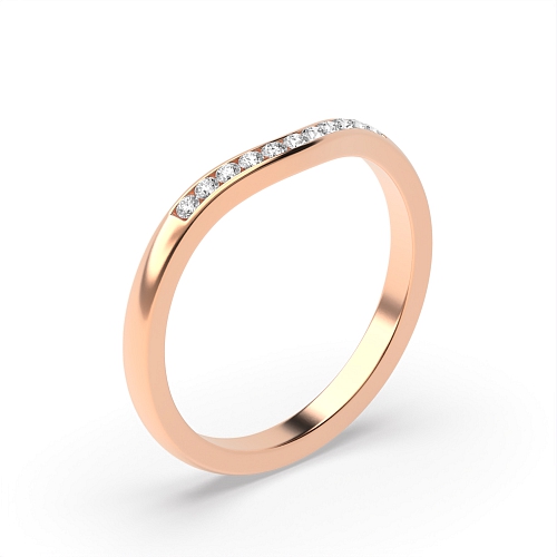 Channel Setting Round Rose Gold wishbone minimalist Half Eternity Wedding Band