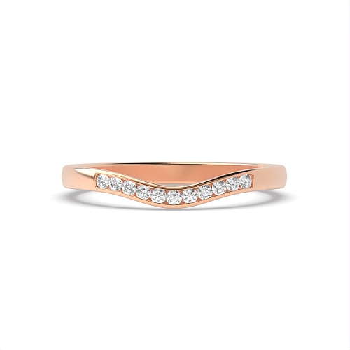 Channel Setting Round Rose Gold wishbone minimalist Half Eternity Wedding Band