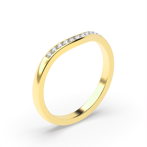 Channel Setting Round Yellow Gold Wishbone minimalist Diamond Rings