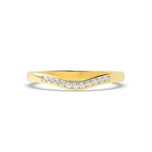 Channel Setting Round Yellow Gold Wishbone minimalist Diamond Rings