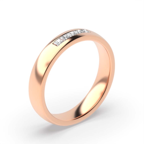 Channel Setting Princess Rose Gold Court profile five stone Diamond Rings