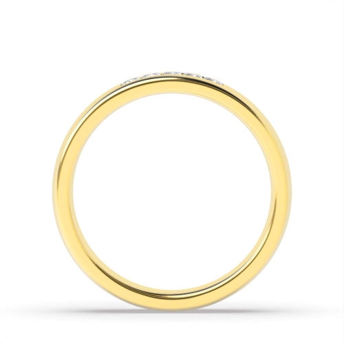 Channel Setting Princess Yellow Gold Court profile five stone Diamond Rings