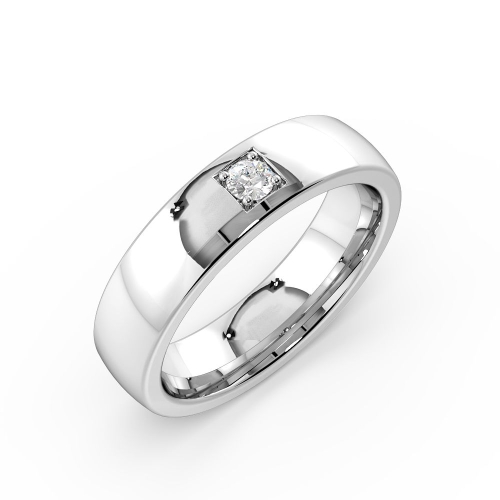 Pave Setting Single Lab Grown Diamond Flush Lab Grown Diamond White, Yellow & Rose Gold Wedding Ring (5.00mm)