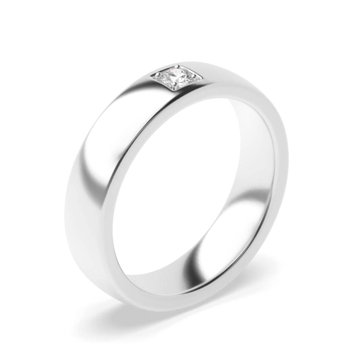 Pave Setting Single Diamond Flush Diamond White, Yellow & Rose Gold Wedding Ring (5.00mm)
