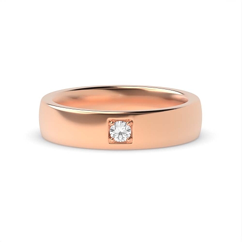 Pave Setting Round Rose Gold Flush band Diamond Band Engagement Rings