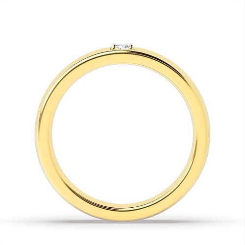 Pave Setting Round Yellow Gold Flush band Engagement Rings