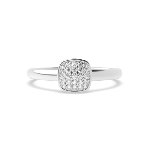 Pave Setting Round Enigma Bands Lab Grown Cluster Diamond Ring