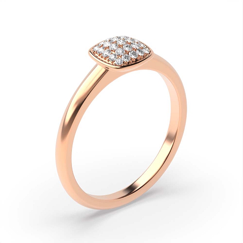 Pave Setting Round Rose Gold Cushion shaped cluster Diamond Rings