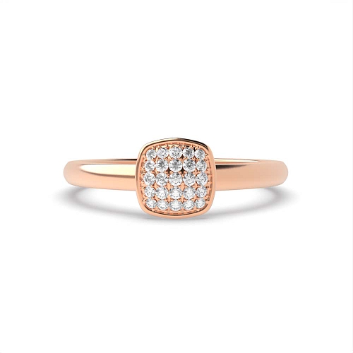 Pave Setting Round Rose Gold Cushion shaped cluster Diamond Rings