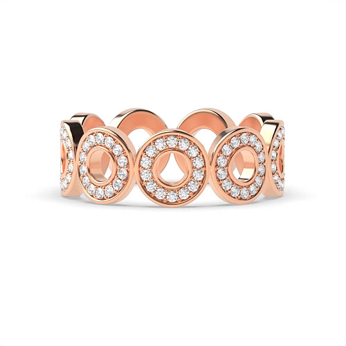 Pave Setting Round Rose Gold Circle shaped Unusual Wedding Diamond Rings