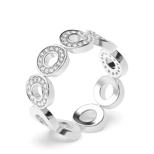 Pave Setting Round White Gold Circle shaped Unique Eternity Bands Diamond Rings