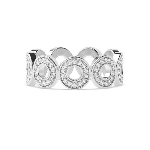 Pave Setting Round White Gold Circle shaped Unique Eternity Bands Diamond Rings