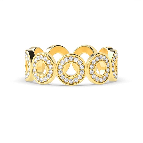Pave Setting Round Yellow Gold Circle shaped Eternity Diamond Rings