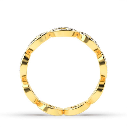 Pave Setting Round Yellow Gold Circle shaped Eternity Diamond Rings