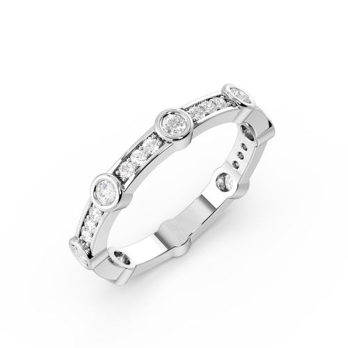 Bezel and Pave Setting Designer Station Diamond Full Eternity Wedding Ring (3.00mm)