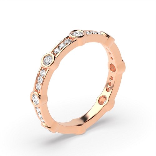 Bezel Setting Round Rose Gold Eternity Diamond Rings