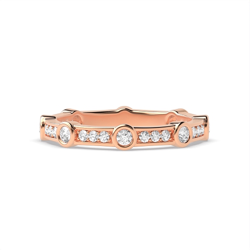 Bezel Setting Round Rose Gold Eternity Diamond Rings