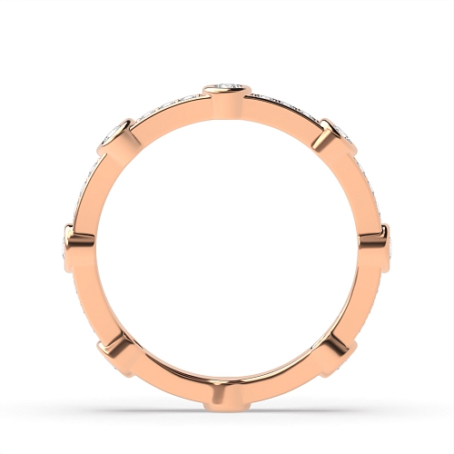 Bezel Setting Round Rose Gold Eternity Diamond Rings